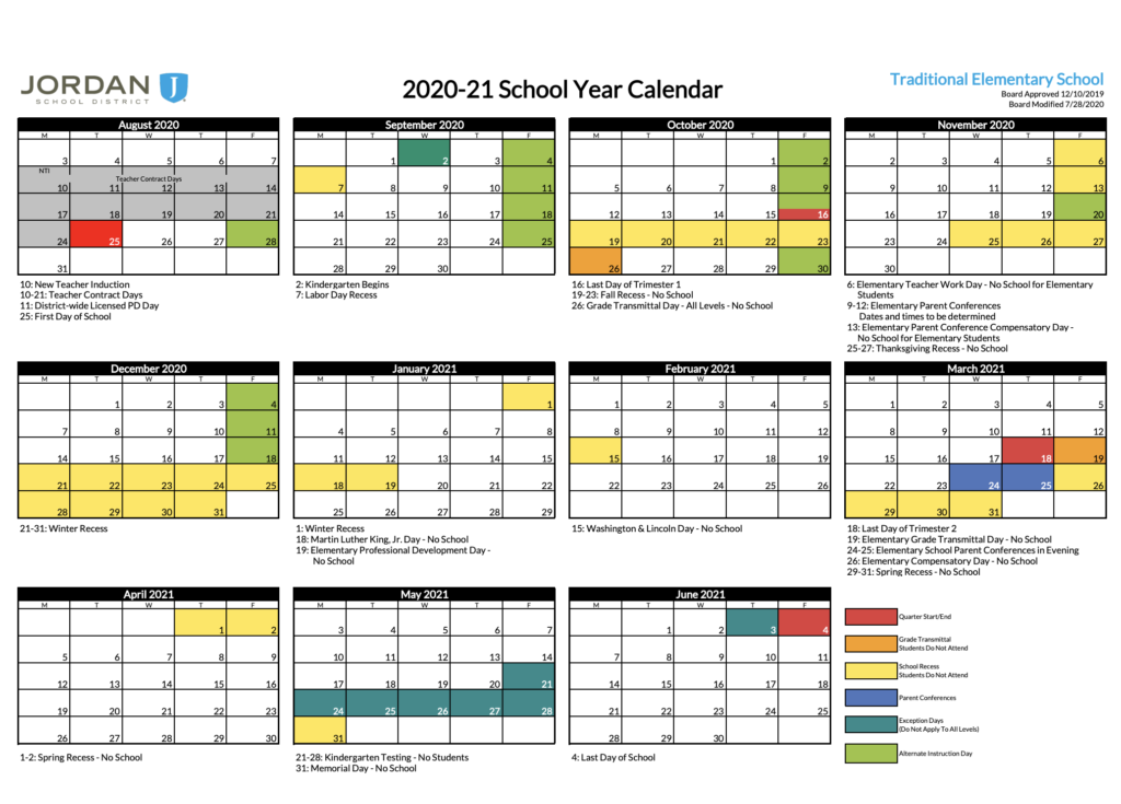 Calendar West Jordan Elementary